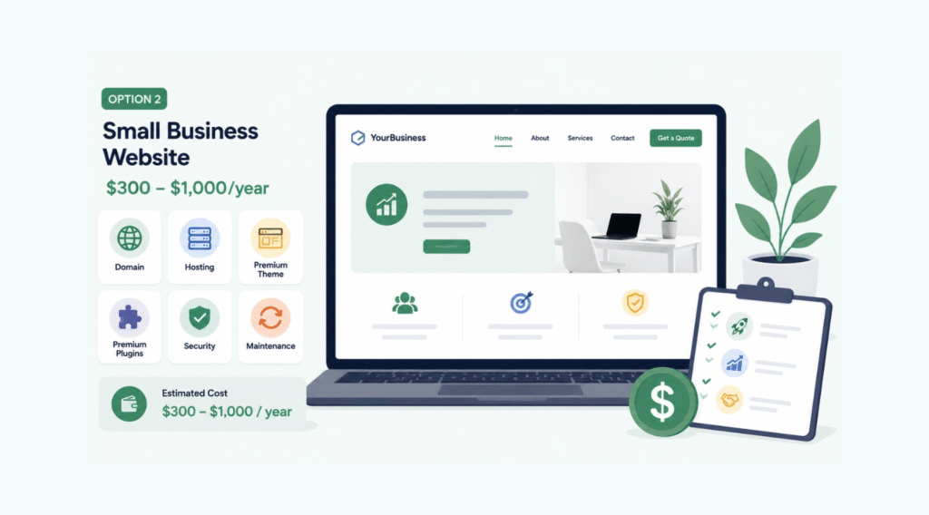 Option 2: Small Business Website ($300 – $1,000/year)
